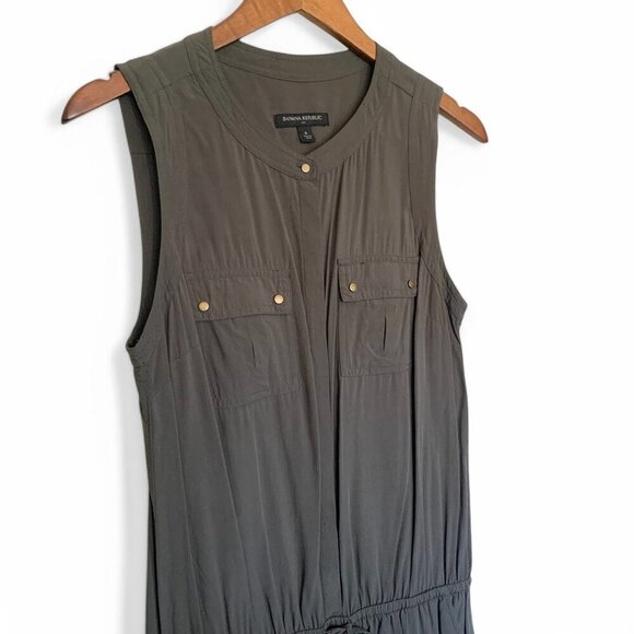 Banana Republic Sleeveless Utility Romper Drawstring Waist Olive Green Size 6 - Picture 5 of 8